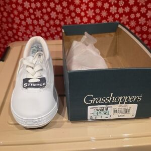 Grasshoppers Women's White Stretch Sneakers